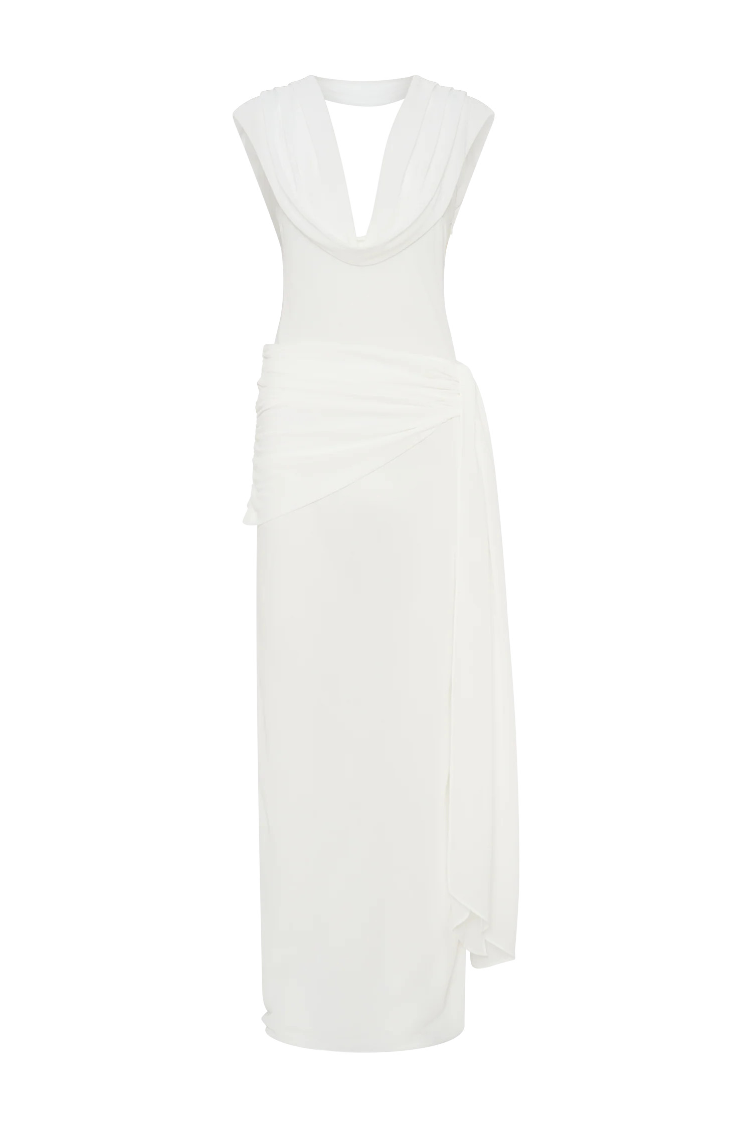 Giulia Chiffon Draped Maxi Dress - White | MESHKI US