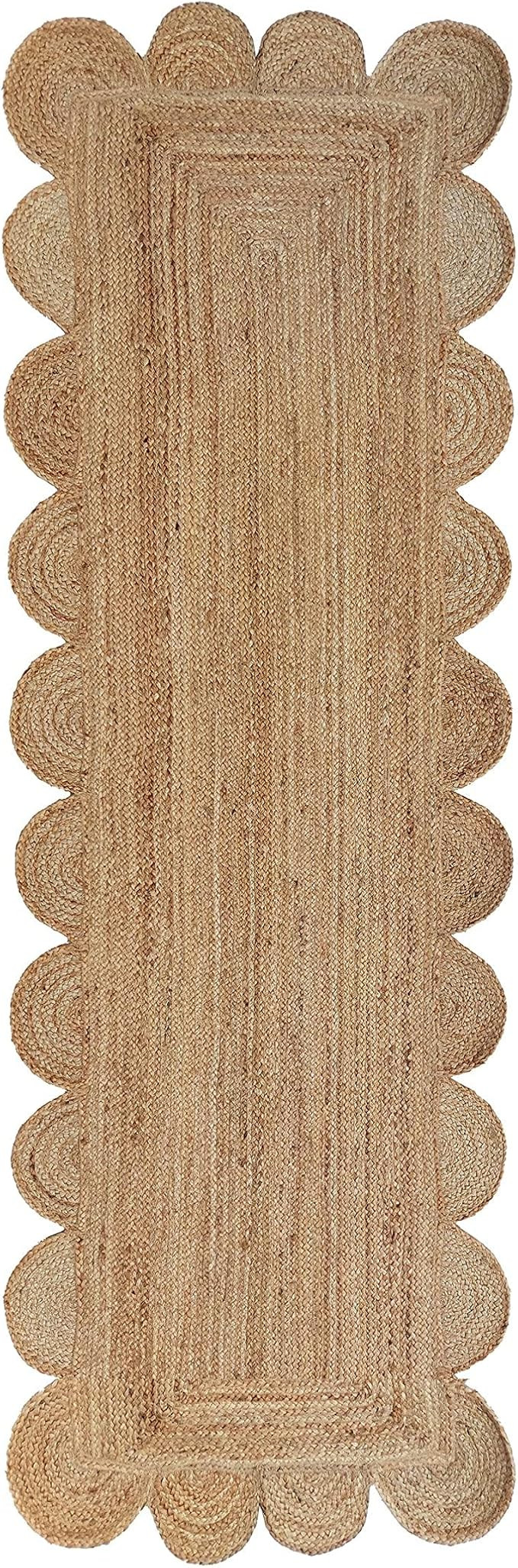Scalloped Natural Jute Area Rug, Natural Color (2'X6') | Amazon (US)