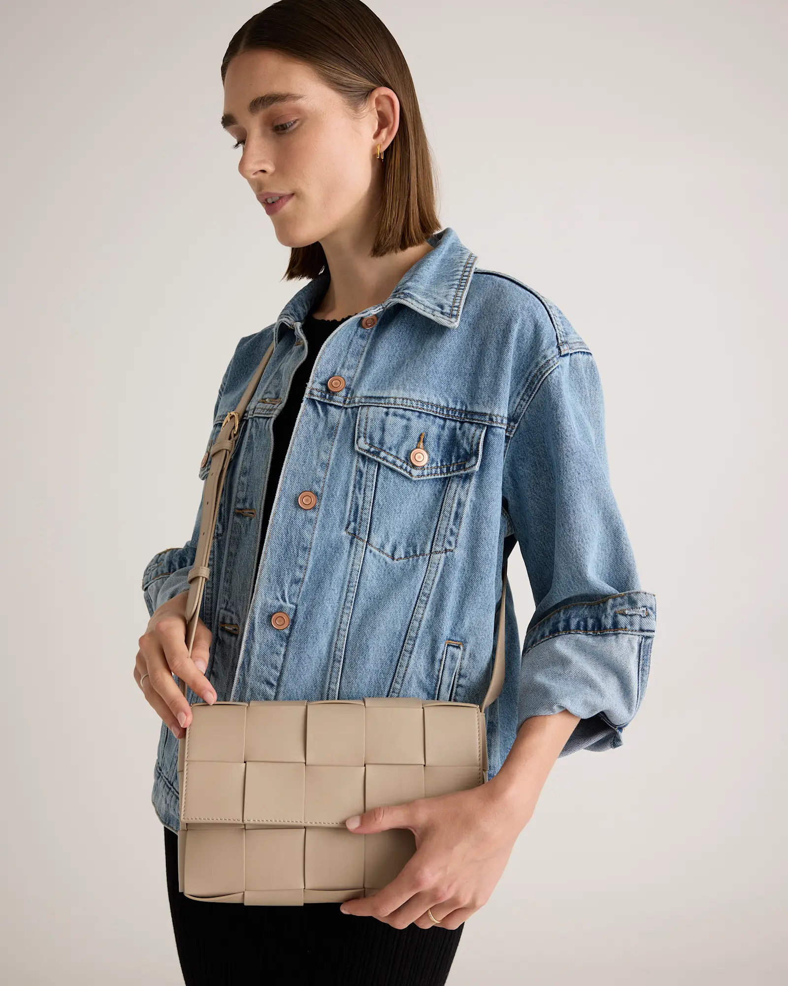 Italian Leather Handwoven Flap Crossbody | Quince