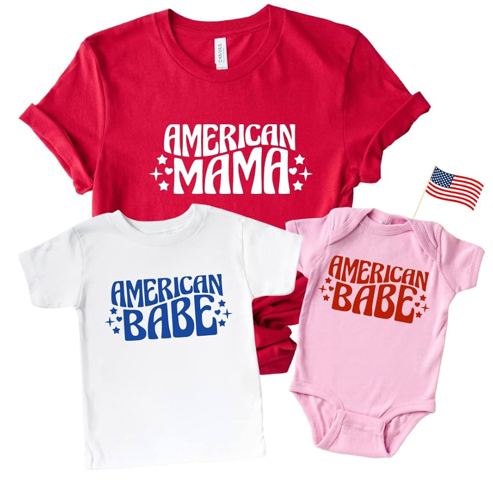All American Mama Babe, Mommy and Me Fourth of July Outfit Mom Baby Girl Boy, 4th of July Mommy a... | Amazon (US)