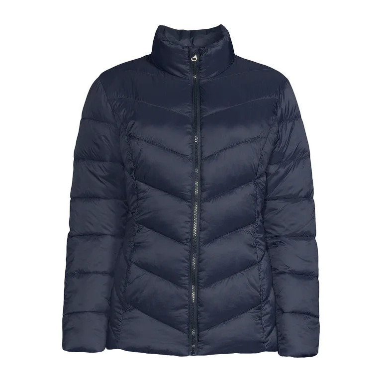 Time and Tru Women's Chevron Puffer Jacket, Sizes XS-3X | Walmart (US)