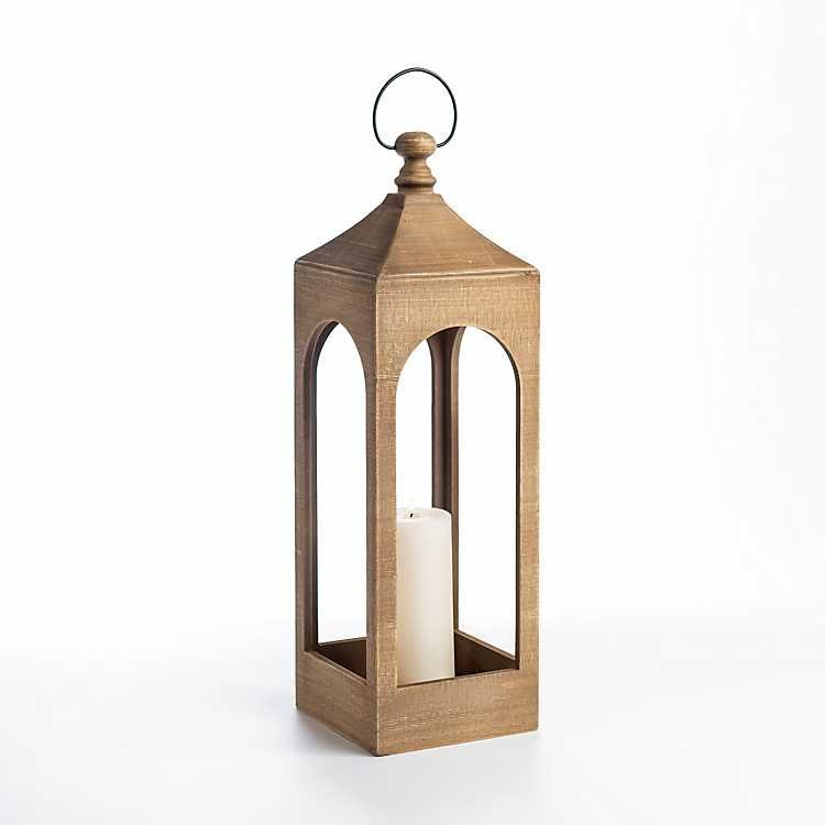 Natural Wood Open Frame Lantern, 25 in. | Kirkland's Home