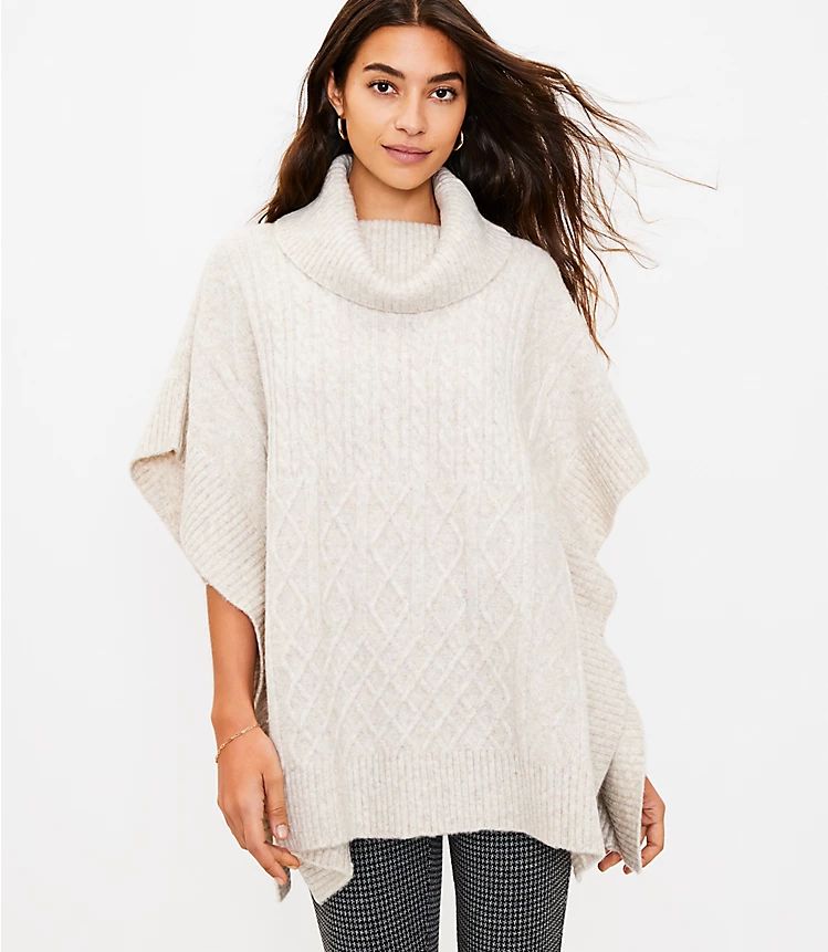 Stitchy Turtleneck Poncho | LOFT