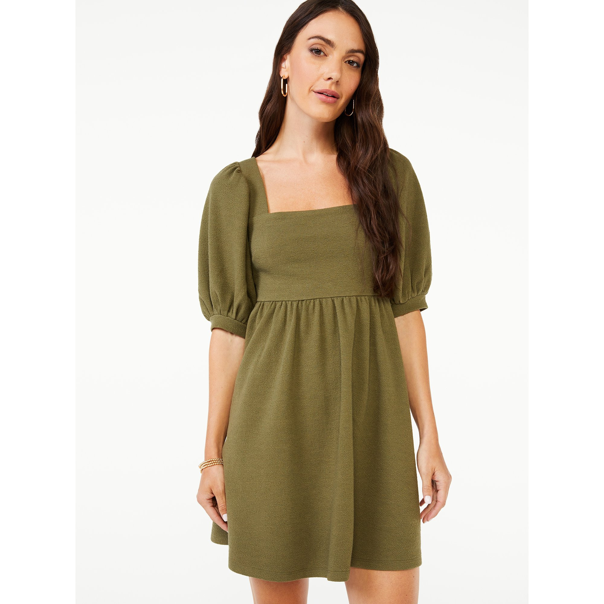 Scoop Women's Square Neck Babydoll Dress | Walmart (US)