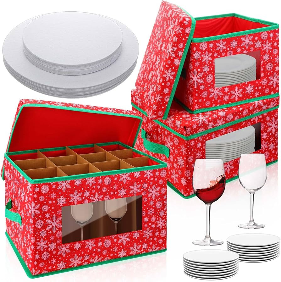 3 Pcs Christmas Snowflakes China Storage Containers Include Mug Storage Box with Dividers 40 Pcs ... | Amazon (US)