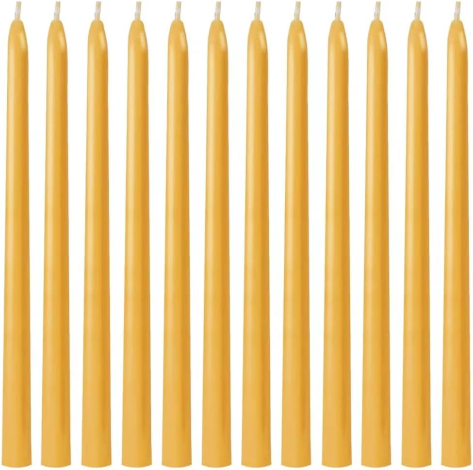 12 Pack Taper Beeswax Candles 12 Inch - Handcrafted, Dripless, and 10 Hours Long Burning Beeswax ... | Amazon (US)