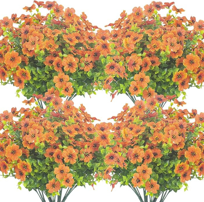 10 Bundles Artificial Flowers Outdoor UV Resistant Fake Flowers No Fade Faux Plants Garden Porch ... | Amazon (US)