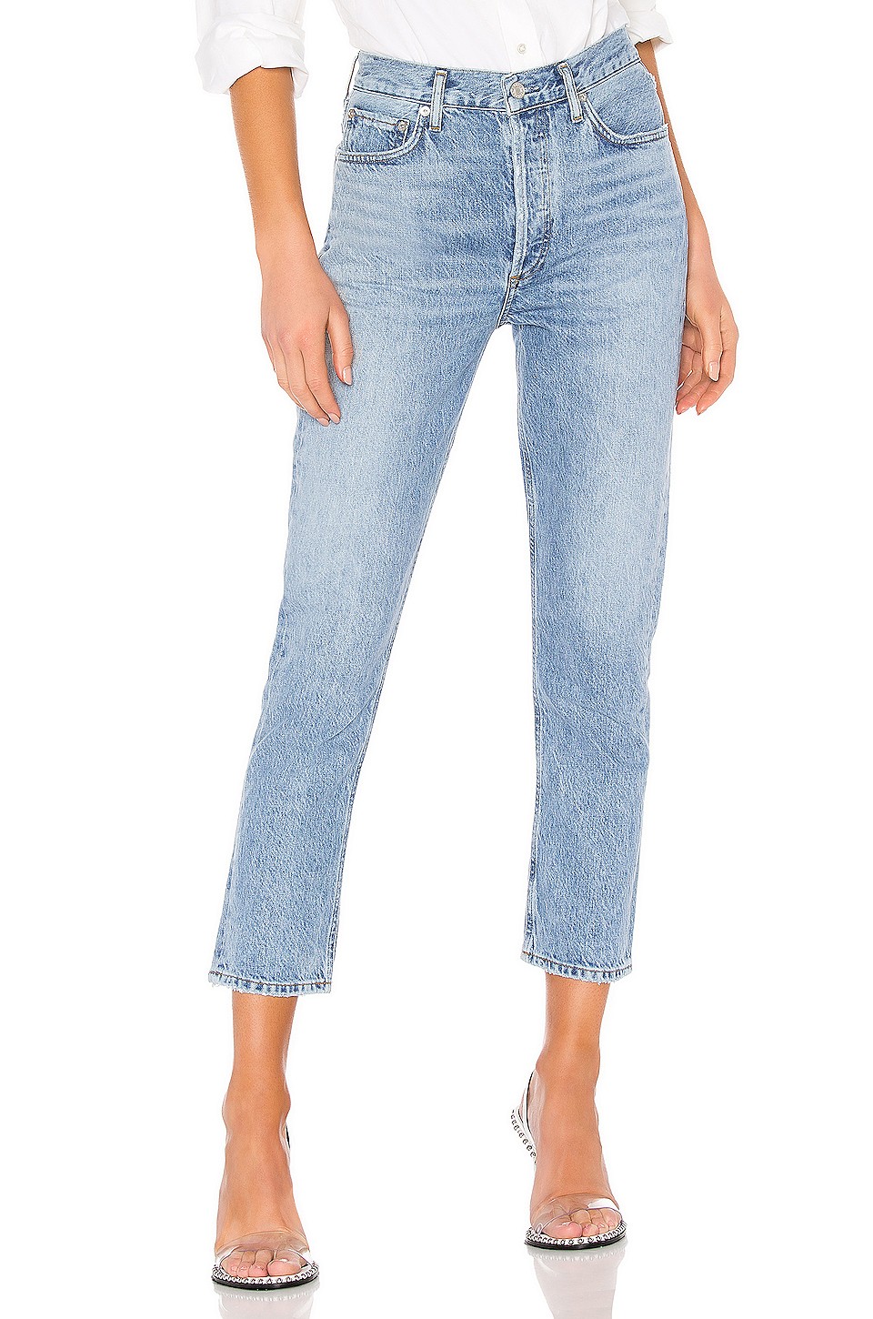 AGOLDE Riley High Rise Straight Crop in Blur from Revolve.com | Revolve Clothing (Global)