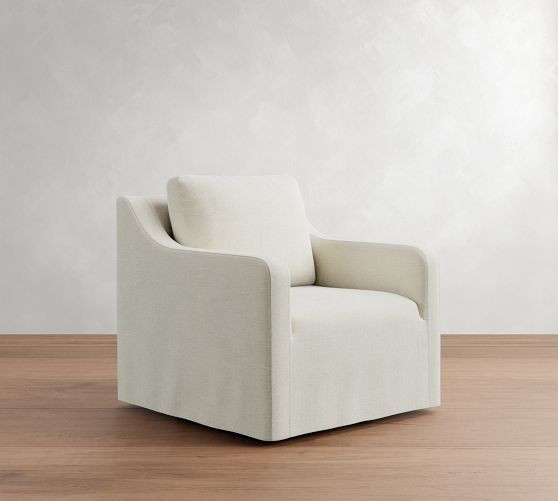 Maxine Slipcovered Swivel Chair | Pottery Barn (US)
