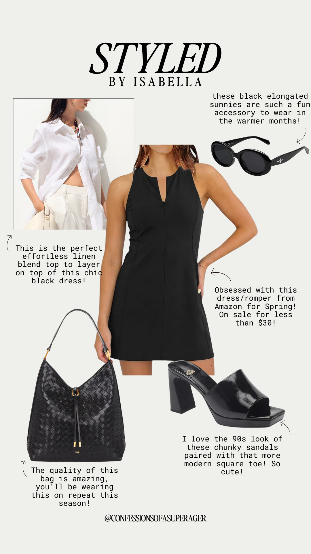 The ultimate chic black outfit for spring & summer 🖤 This affordable Amazon dress (under $30!) is the perfect effortless staple—style it solo or layer with a lightweight linen button-down for an elevated, casual luxe look. Paired with a woven designer-inspired tote, 90s-inspired chunky heeled sandals, and sleek black sunglasses, this outfit is timeless, flattering, and perfect for everyday wear, date nights, or travel. These versatile wardrobe essentials are must-haves for a minimalist capsule wardrobe you’ll wear on repeat—shop now before they sell out! #liketkit #amazonfashion #littleblackdress #springstyle #summeroutfits #effortlessstyle #casualchic #minimaliststyle #capsulewardrobe #affordablefashion #designerinspired #everydaystyle #over40style #neutralstyle 

 

#LTKootd #LTKActive #LTKSaleAlert