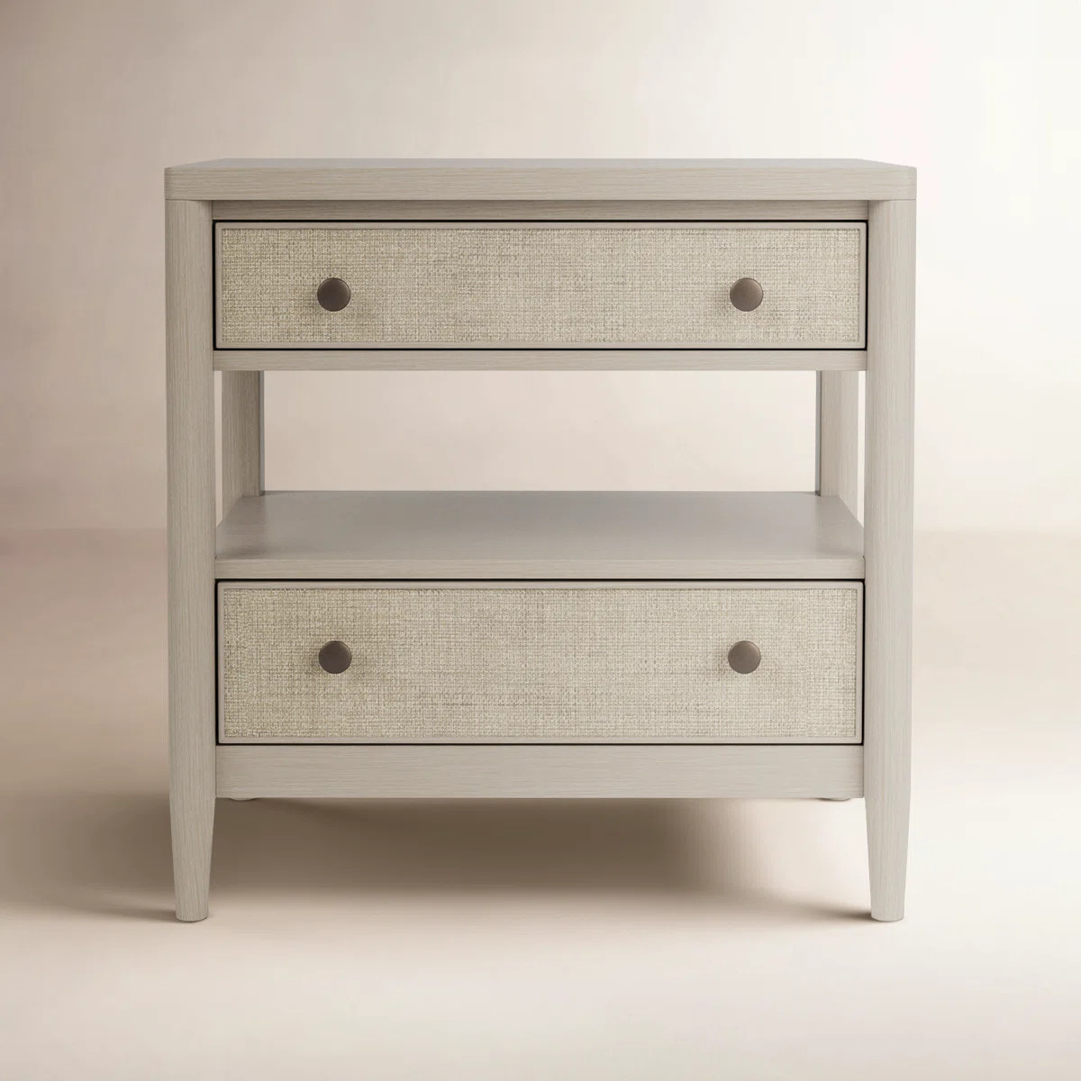 Shannen 29" W Solid and Manufactured Wood 2-Drawer Nightstand with Open Shelf | Wayfair North America