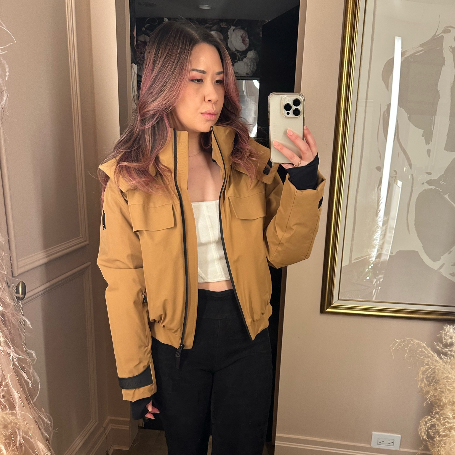 I am itching to ski! Half because I want to wear this Mackage jacket. They don’t have this color way anymore but there’s a black and pink one now! 