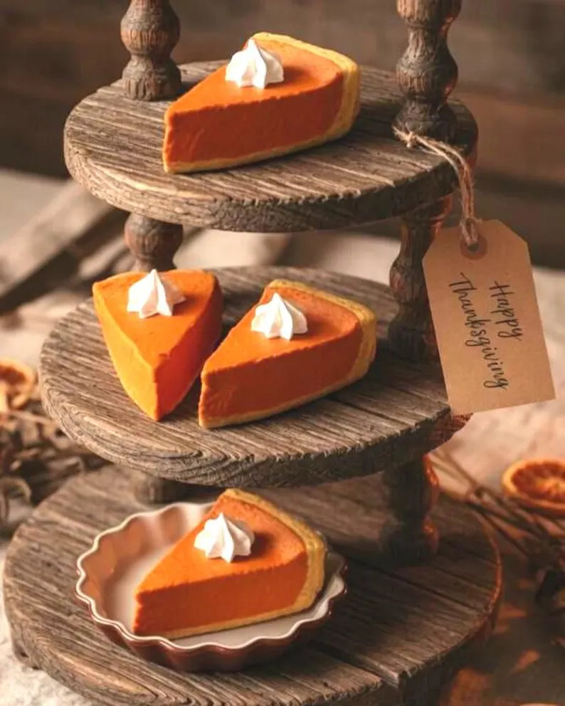 Fake Pumpkin Pie Slice, Realistic Autumn Fall Decor, Kitchen Staging (4"L x 3"W x 1"H) | Etsy (Global)