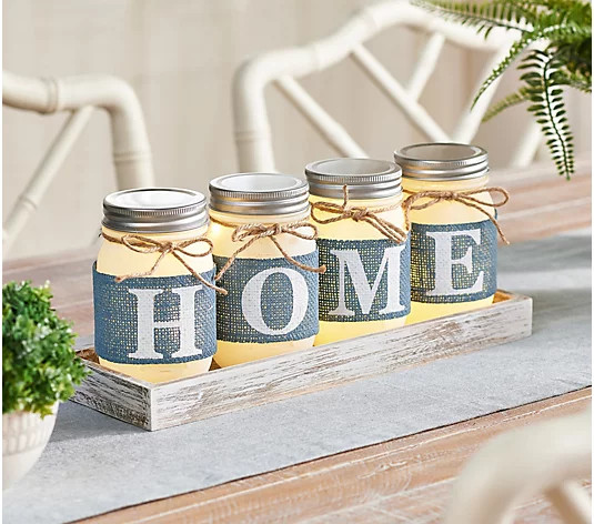 Illuminated 5-piece Home Mason Jars by Valerie - QVC.com | QVC