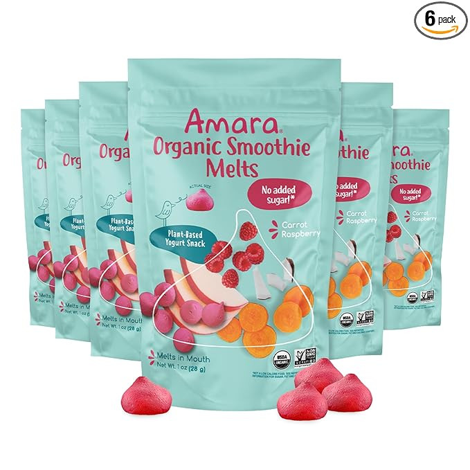 Amara Smoothie Melts - Carrot Raspberry - Baby Snacks Made With Fruits and Vegetables - Healthy T... | Amazon (US)