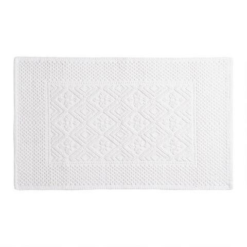 White Woven Diamond Bath Mat | World Market