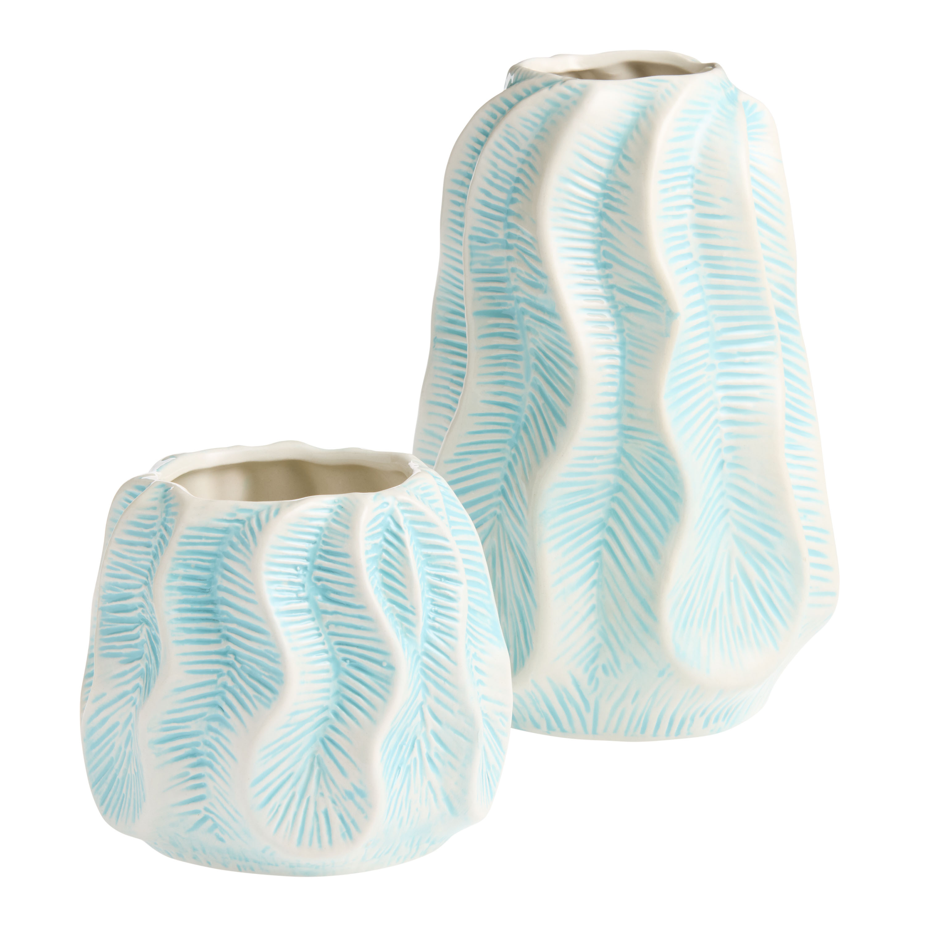 Blue Ceramic Foliage Figural Vase | World Market