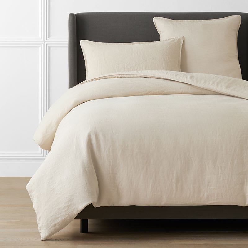 Premium Breathable Washed Linen Solid Duvet Cover - Parchment, Queen | The Company Store