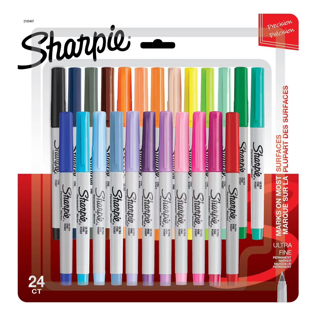 Sharpie 24pk Permanent Markers Ultra Fine Tip Multicolored | Target