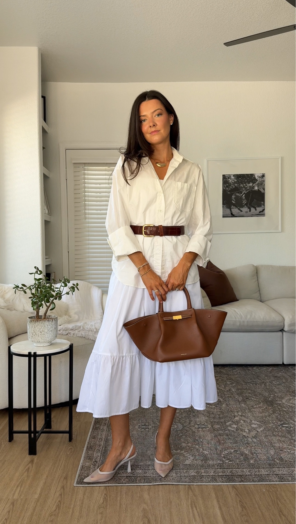 Convertible white maxi dress and skirt! I am 5’7” wearing a size XS regular in the dress/skirt!