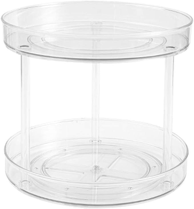 Roninkier 2-Tier Clear Lazy-Susan Turntable – 9-Inch Pantry Spice-Rack Cabinet-Organizer – Pl... | Amazon (US)