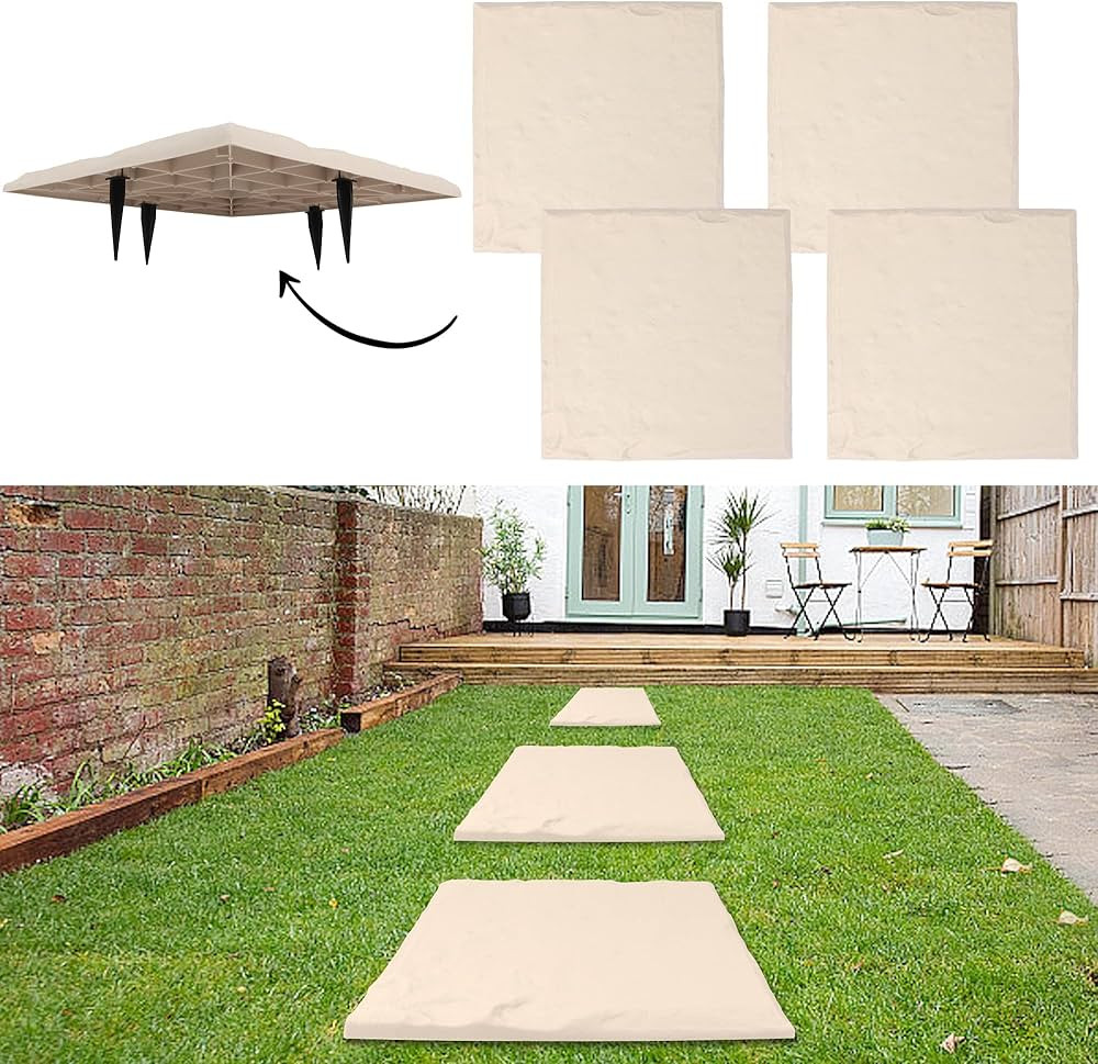 4Pcs Large Stepping Stones Outdoor Garden Walkway, Durable Plastic Pavers for Patio, Pathway, and... | Amazon (US)