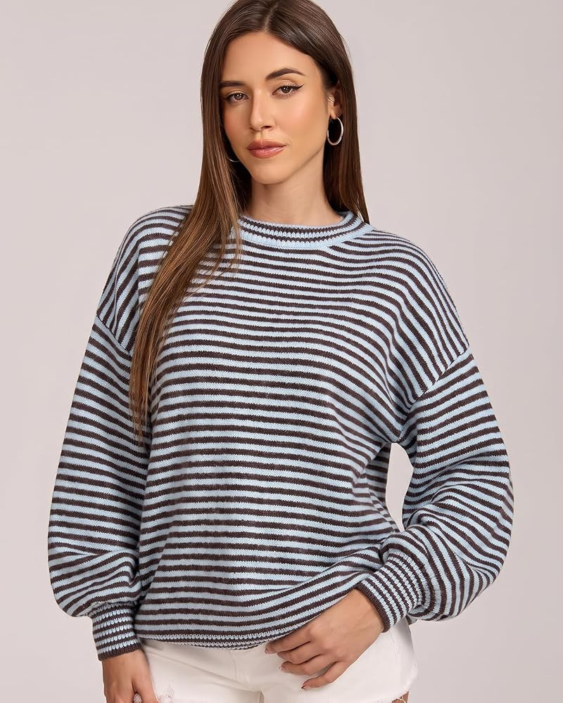 Batwing Long Sleeve Knitwear,Color Block,Stripe,Crew Neck,Good Stretch,Loose Fit,2026 Trendy Fash... | Amazon (US)