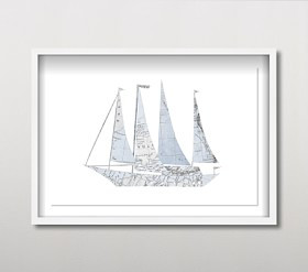 Sailboat Map Wall Art (25" x 17") | Pottery Barn Kids