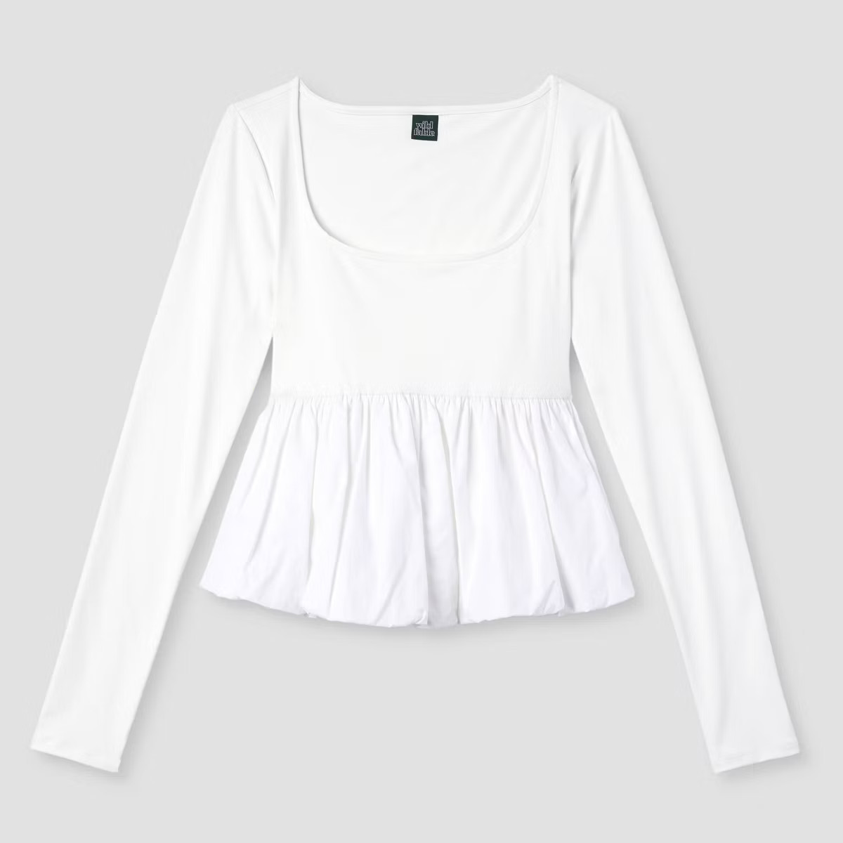 Women's Long Sleeve Square Neck Bubble Top - Wild Fable™ | Target