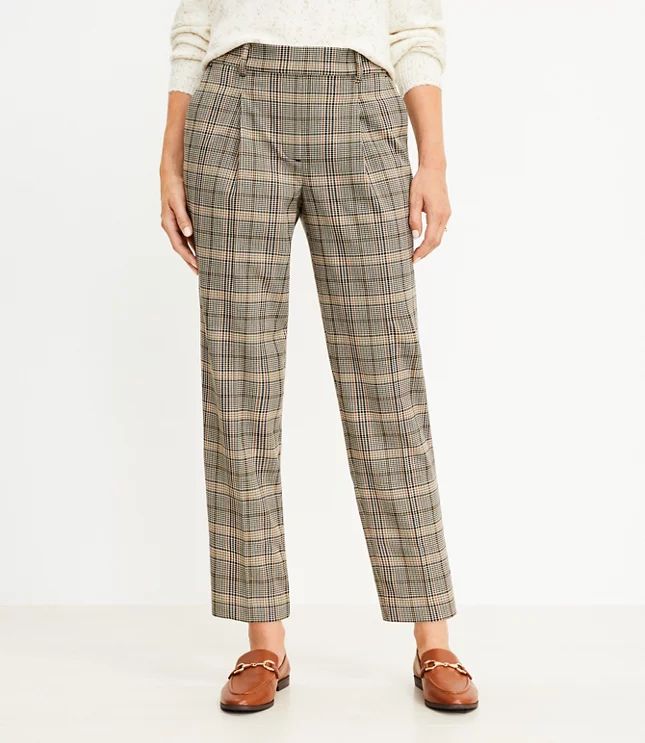 Pull On Taper Pants in Shimmer Plaid | LOFT