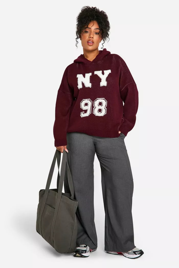 PLUS NY VARSITY KNITTED JUMPER | boohoo (US & Canada)