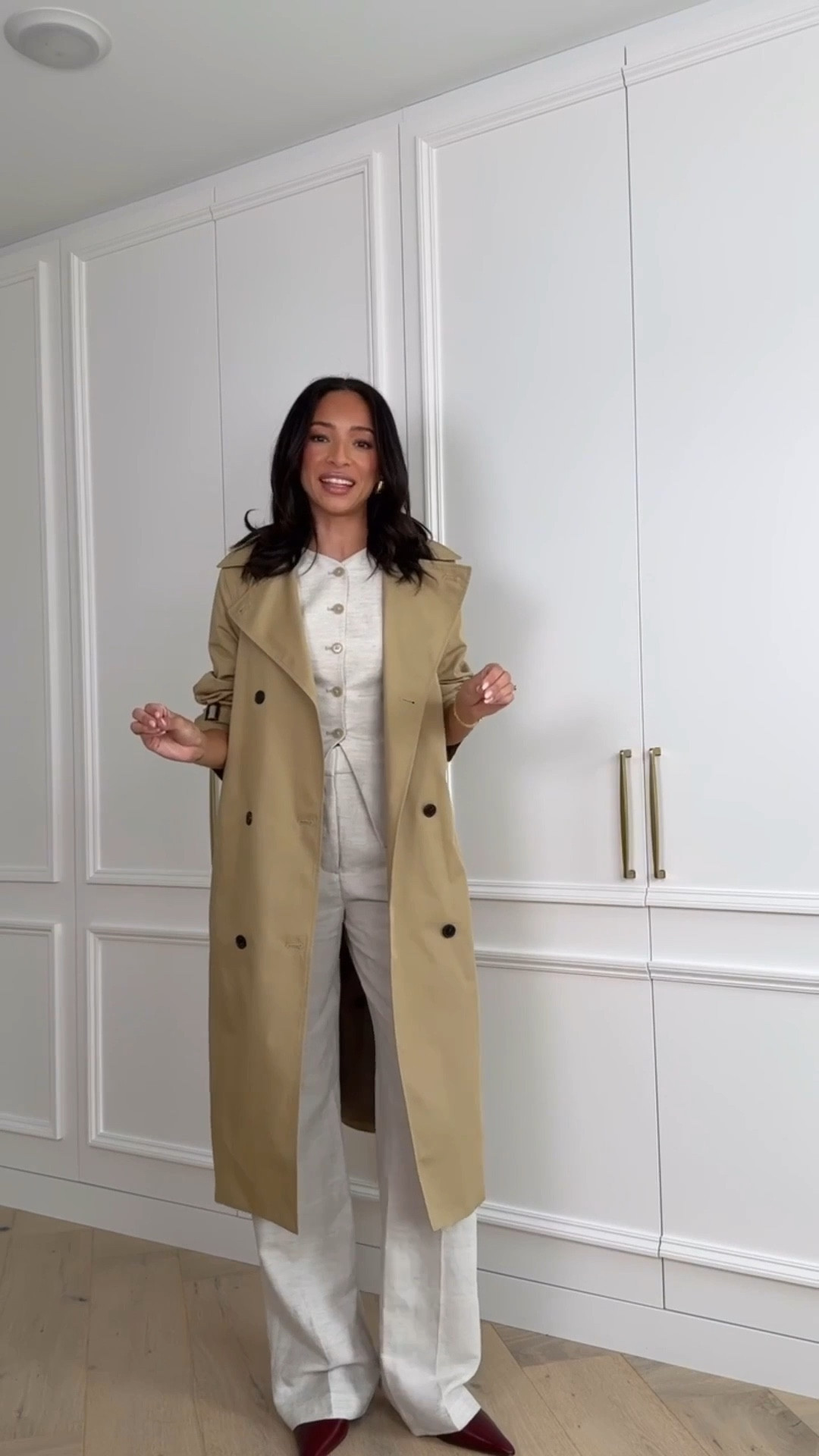 Work outfit 🤍 Wearing size small linen vest, 6 long linen trousers and size small trench coat 

Spring outfit 
Spring fashion 
Work outfits 
Workwear
Office outfit 

#LTKSeasonal #LTKWorkwear