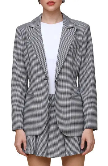 Avec Les Filles Gingham Fitted Blazer in Black White at Nordstrom Rack, Size X-Large | Nordstrom Rack
