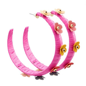 Flower & Raffia Wrapped Hoops | Shop Bijou