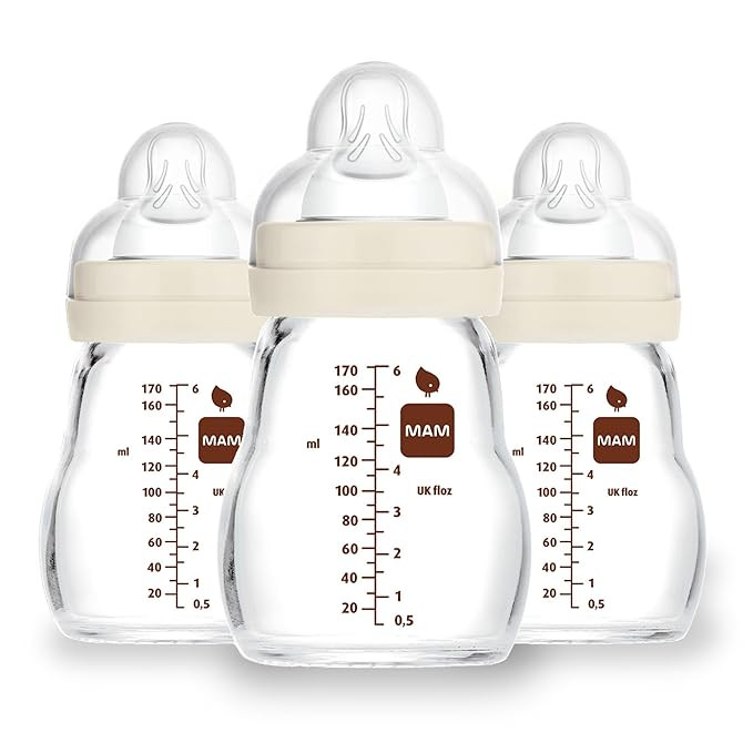 MAM Premium Glass Baby Bottles, Easy Switch Between Breast and Bottle, Feel Good Slow Flow, Newbo... | Amazon (US)