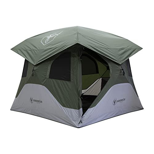 Gazelle Tents™ T4 Hub Tent, Easy 90 Second Set-Up, Waterproof, UV Resistant, Removable Floor, Ample Storage Options, 4-Person, Alpine Green, 78" x 94" x 94", GT400GR | Amazon (US)