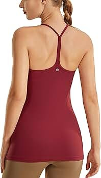 CRZ YOGA Women's Spaghetti Strap Workout Tank Tops with Built in Bra Sports Camisole Compression ... | Amazon (US)
