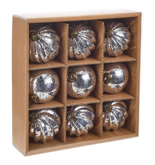 CANVAS Silver Frost Collection Mercury Glass-Look Shatterproof Set, 50-mm, 9-pc | Canadian Tire