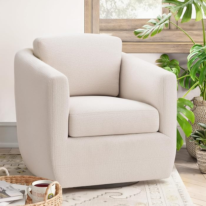 360° Comfy Swivel Accent Armchair with Pillow - Fully Assembled Living Room Single Sofa No-Sag F... | Amazon (US)