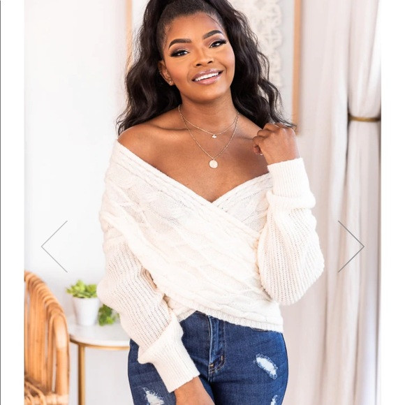 Pink Lily Cross Over Cable Knit Sweater | Poshmark