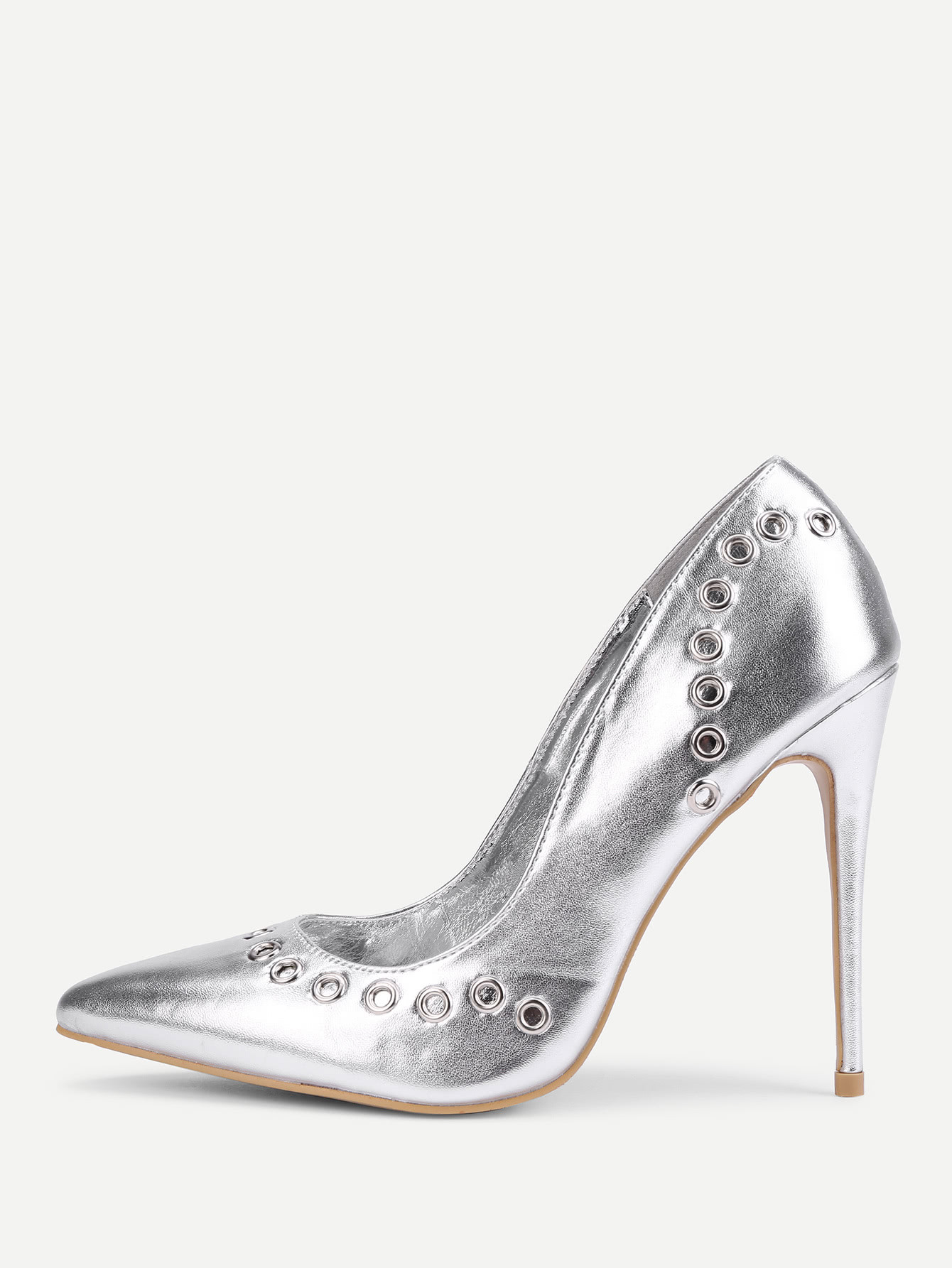 Grommet Design PU Stiletto Heels | SHEIN