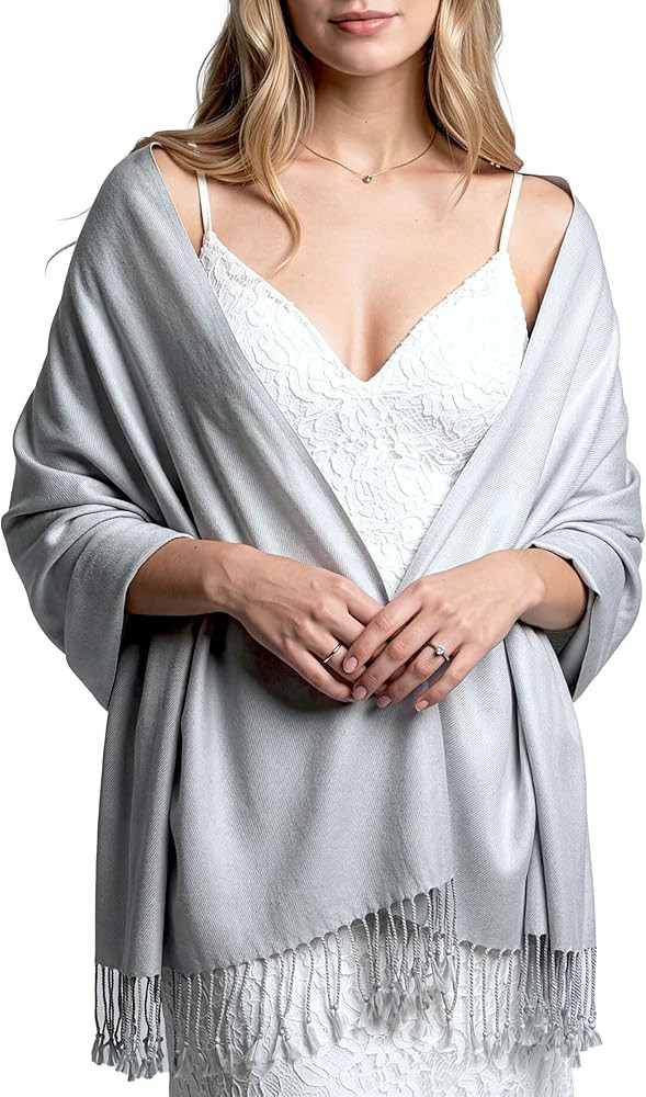 Achillea Lightweight Pashmina Scarf for Women \u2013 Soft Silky Shawl Wrap for Evening Dresses, B... | Amazon (US)