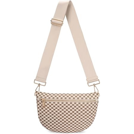 Woven Crossbody Bag for Women, Checkered PU Bum Bag Sling Purse with Adjustable Strap for Travel,... | Amazon (US)