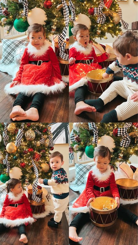 DIY Christmas mini photo shoot in front of our tree 🎄❤️🥰 Just gave them some twinkle lights to play with and they loved it. Love capturing pictures of them each year. 

Family photos. Toddler girl. Baby boy. Toddler outfit. Christmas sweater. Holiday outfit. Toddler girl dress. Siblings photo shoot. Christmas photos. Family photos. Nutcracker tree. Nutcracker theme decor. Christmas tree. Christmas decor. 

#LTKHoliday #LTKfamily #LTKSeasonal