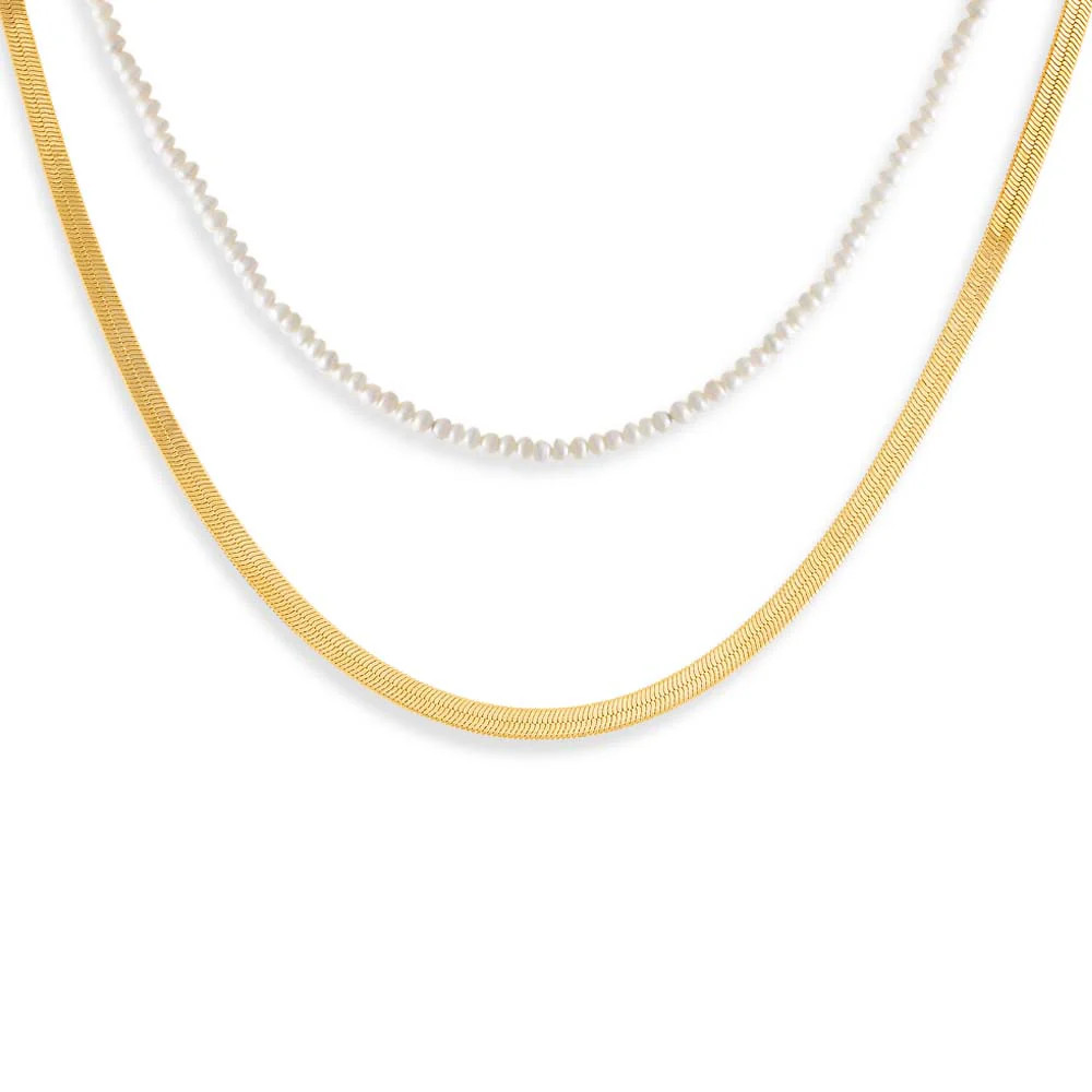 Pearled Liquid Gold Necklace Combo Set | Adina Eden