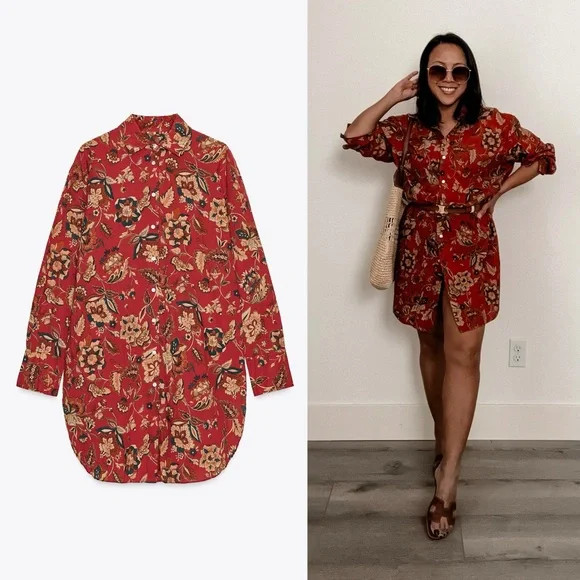 Zara Red Floral Women's Top | Poshmark