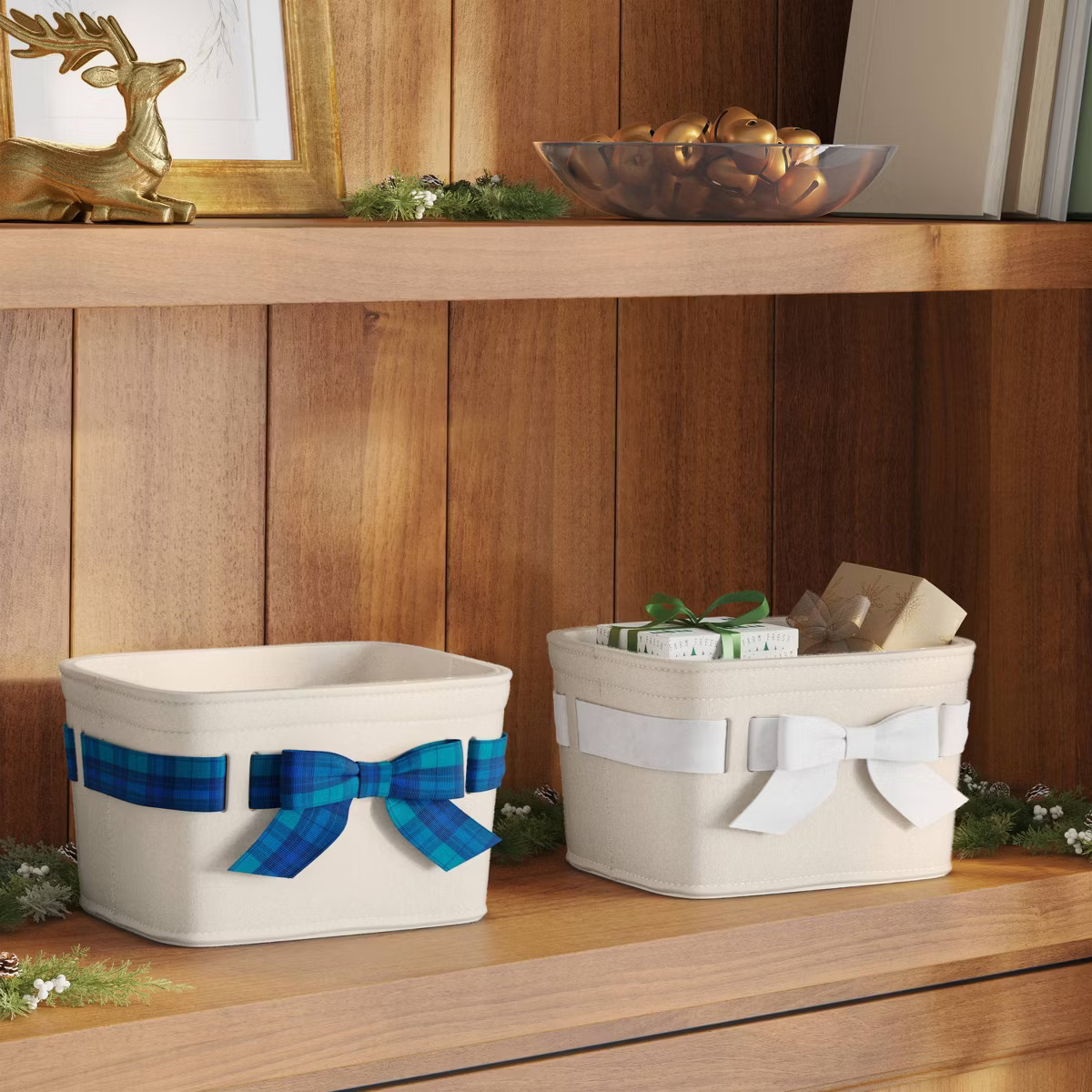 Plaid Bow Basket Blue - Threshold™ | Target