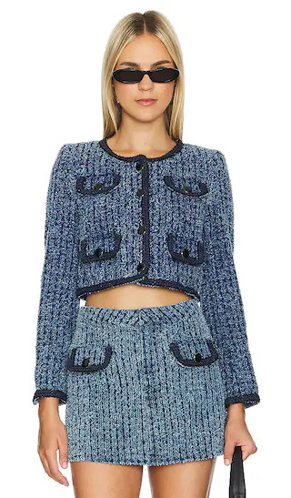 Textured Denim Jacket in Blue | Revolve Clothing (Global)