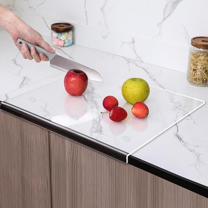 Acrylic Cutting Board with Counter Lip, 2025 Upgraded Thicker Clear Cutting Boards, 16.1x12.6 Inc... | Amazon (US)