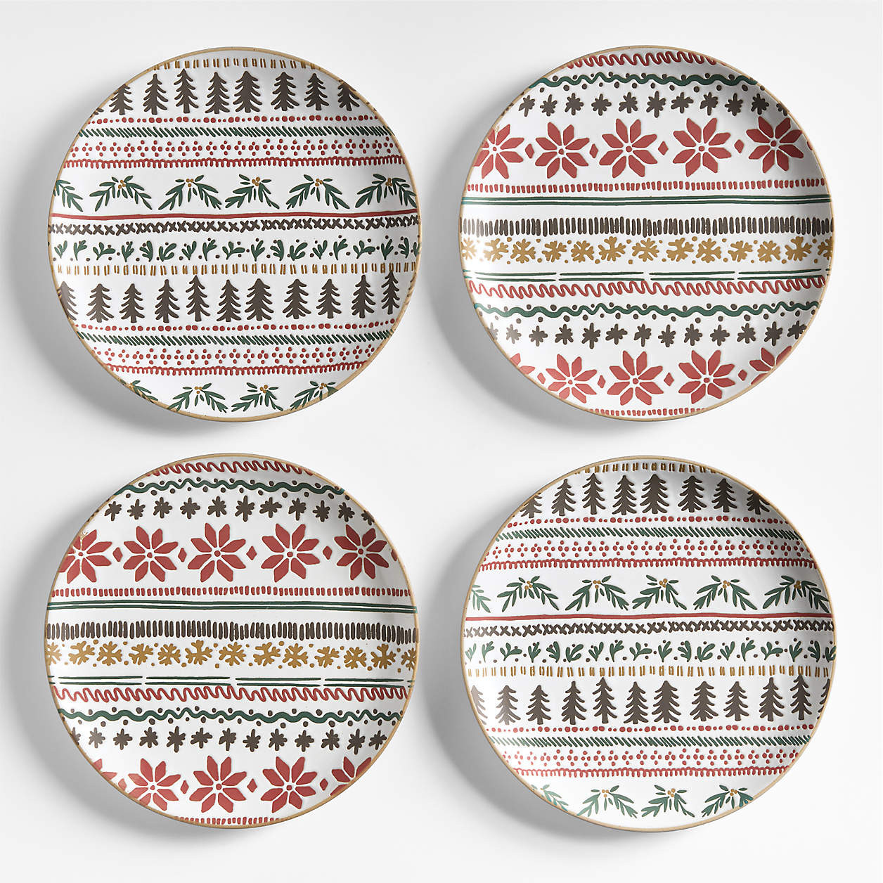 Nordic Fair Isle Stoneware Salad Plates, Set of 4 + Reviews | Crate & Barrel | Crate & Barrel